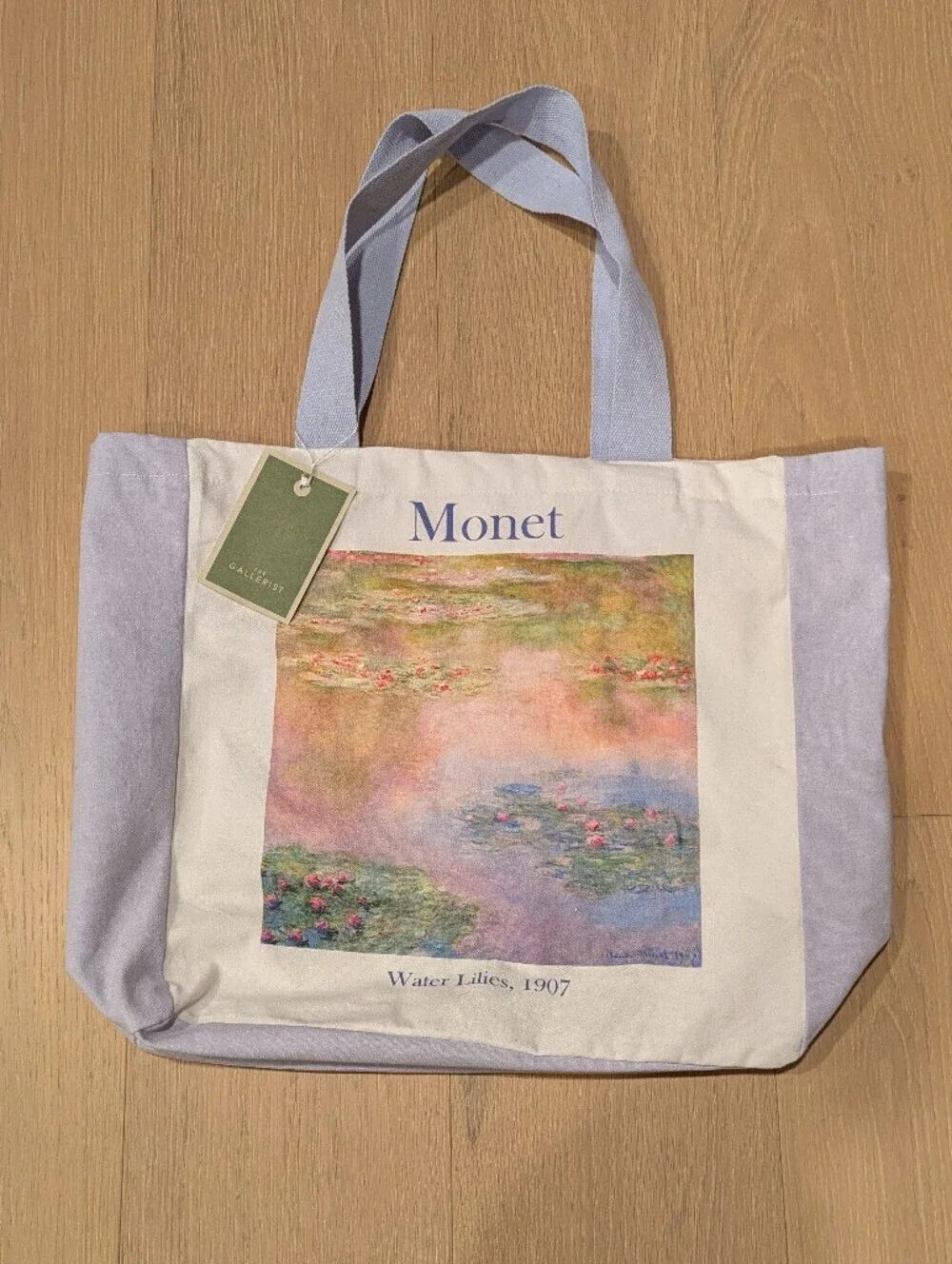 Monet Water Lilies Canvas Tote - Pastel Lavender & Cream